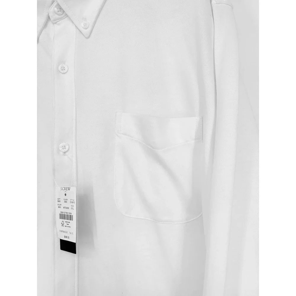 NWT‎ XXL J.Crew Men's Performance Knit Oxford Shirt White
